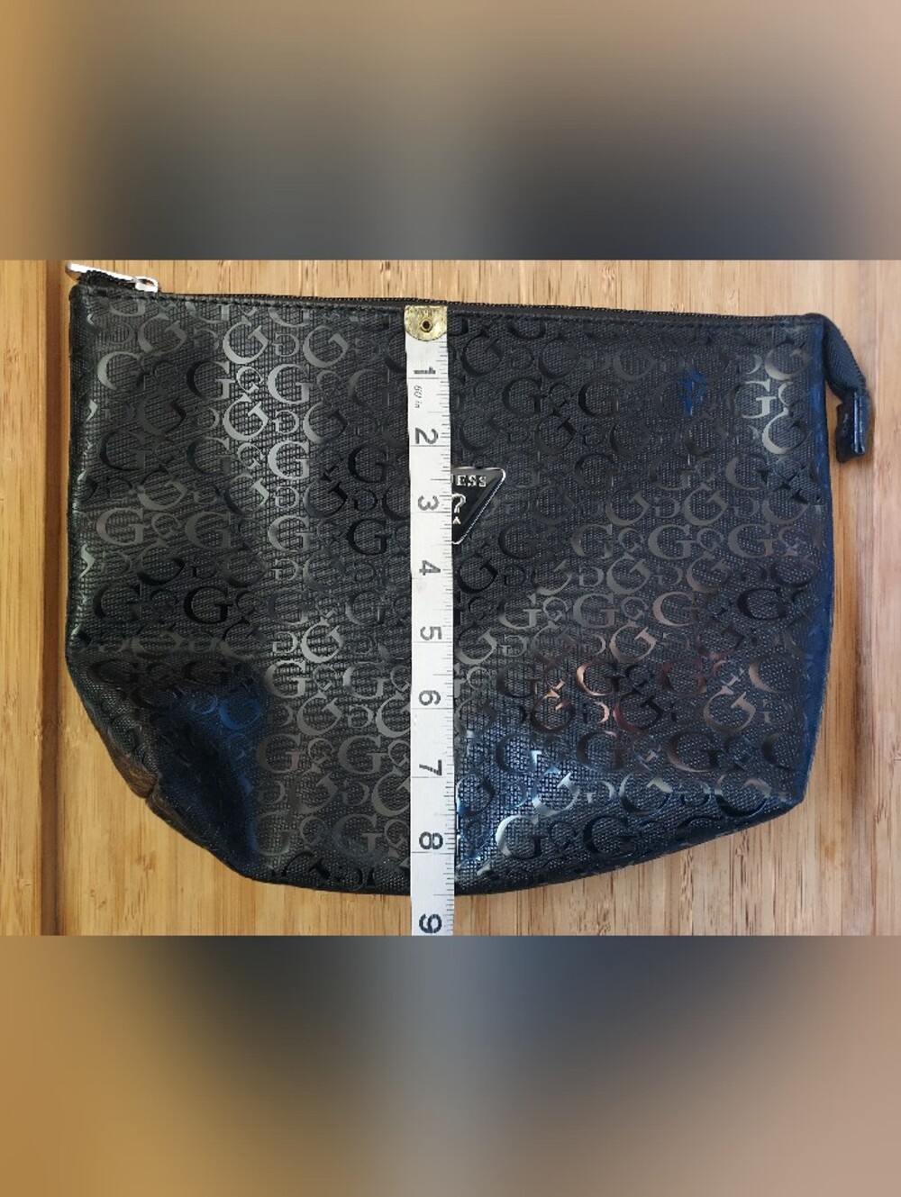 GUESS Women’s Black Monogram Zip Pouch - Picture 3 of 4
